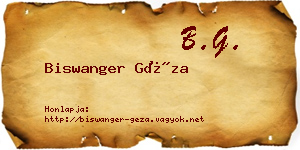 Biswanger Géza névjegykártya
